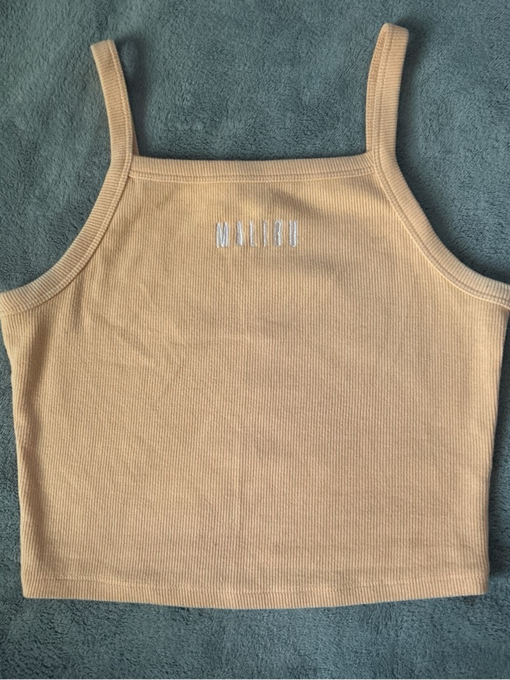 Garage orange Ribbed Square-Neck Cropped Camisole with Malibu Logo